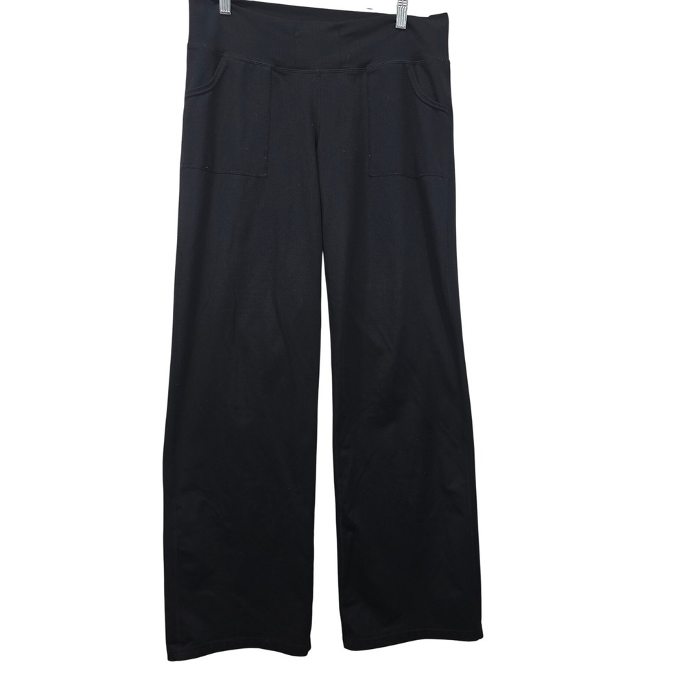 Zella Black Wide Leg Travel Yoga Pants Front Pockets Activewear Womens Size 4